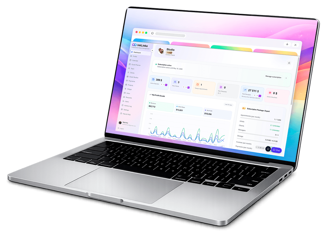 InkLinka dashboard preview
