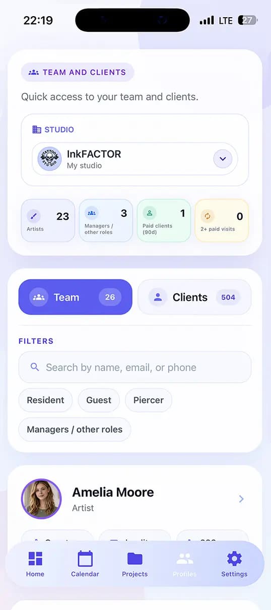 InkLinka app profile access on mobile